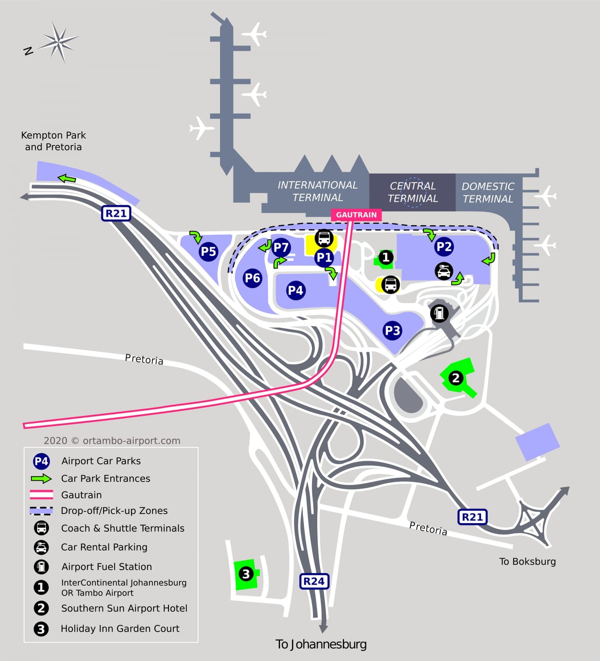 Flughafen Johannesburg (Joburg Jozi) Terminalplan