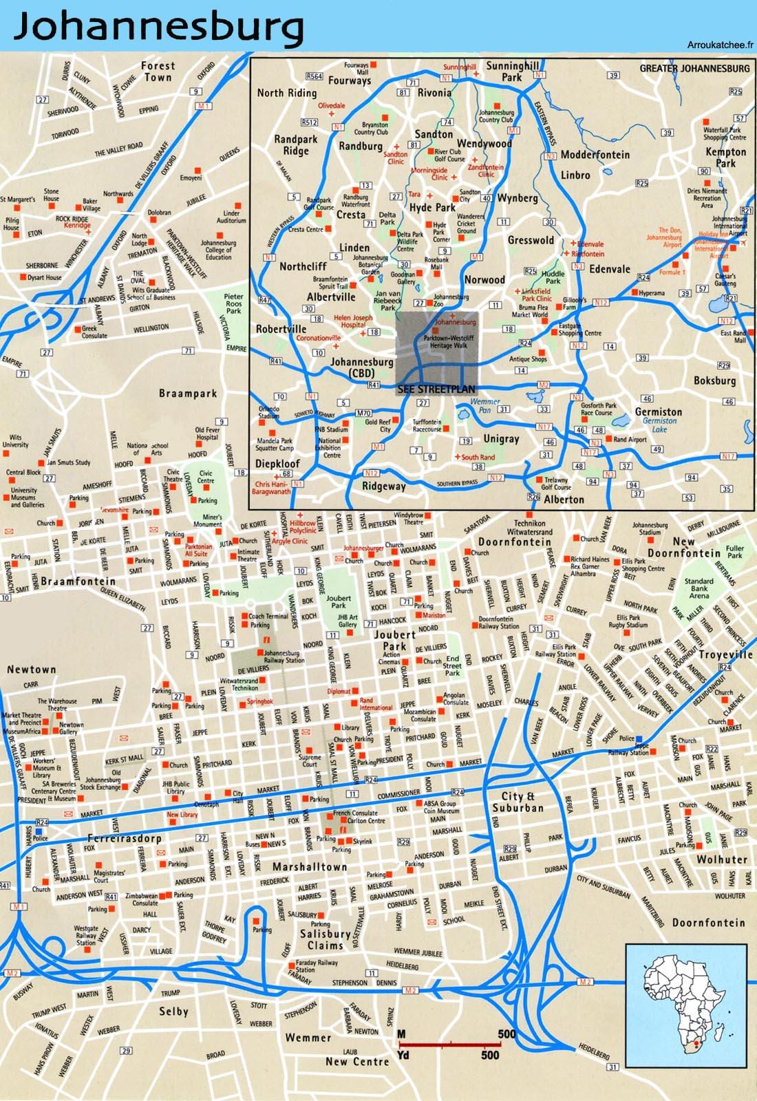 Johannesburg (Joburg Jozi) Stadtplan
