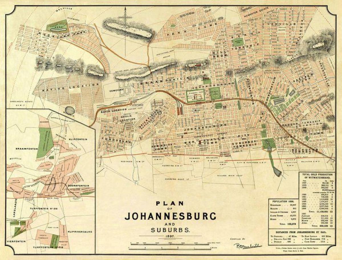 Johannesburg (Joburg Jozi) antike Karte