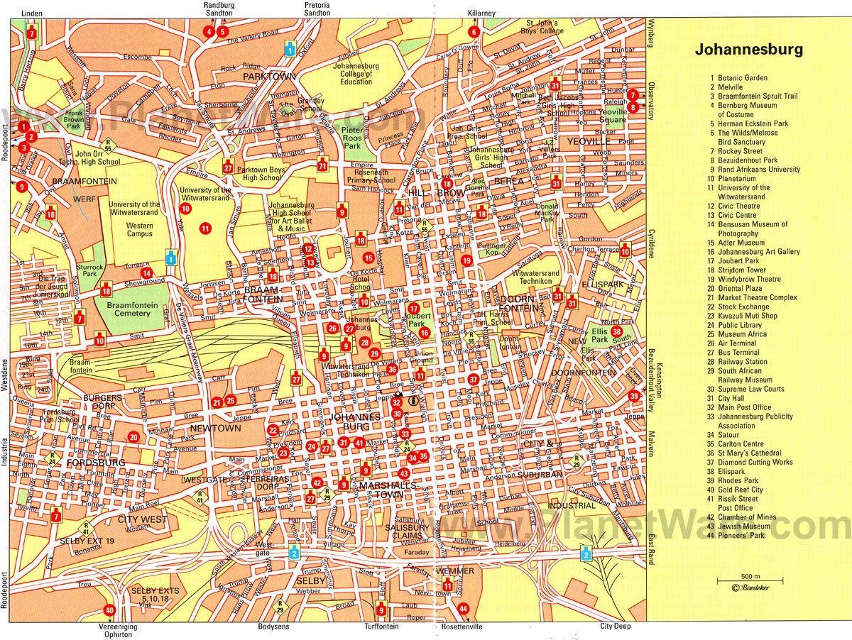 Johannesburg (Joburg Jozi) Wanderungen Karte